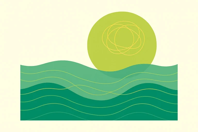 Working with Complex Emotional Needs. Abstract image of sun over the sea