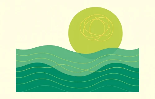 Working with Complex Emotional Needs. Abstract image of sun over the sea